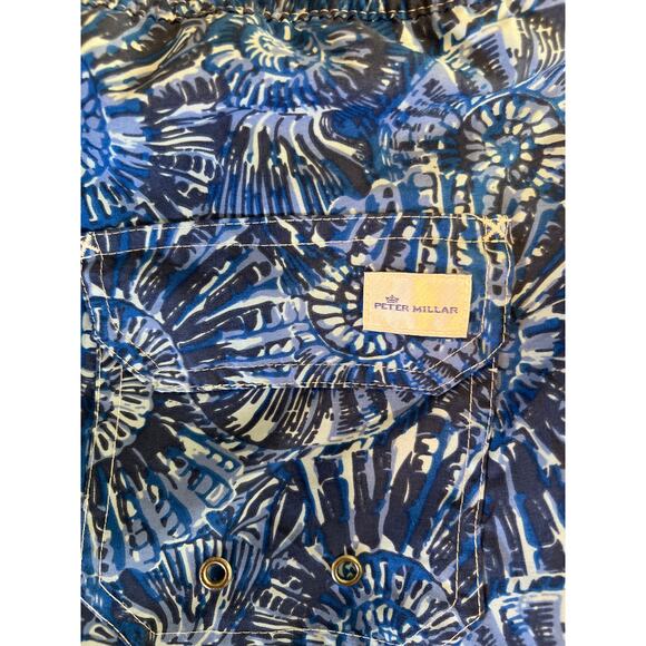 Peter Millar Mens Swim Trunks XL Seaside Collection Tabby Shells Print Blue - Picture 3 of 4